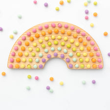 Oyuncak House Educational Natural Rainbow Sorting Board with Wool Felt Balls