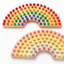 Wooden Rainbow Sorting Board with Wool Felt Balls — Oak & Ever