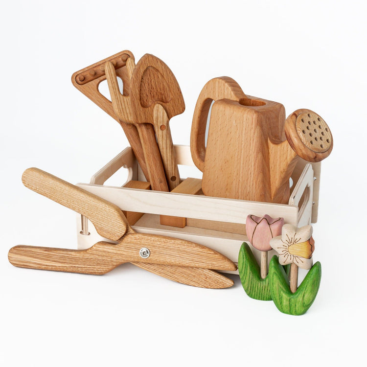 Handmade Wooden Gardening Tool Set Wooden Gardening Set The Playful