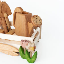 Poltora Stolyara Pretend Play Handmade Wooden Gardening Set Handmade Wooden Gardening Tool Set | Wooden Gardening Set