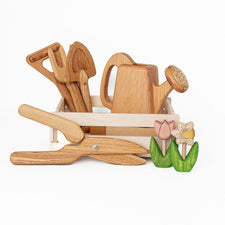 Poltora Stolyara Pretend Play Handmade Wooden Gardening Set Handmade Wooden Gardening Tool Set | Wooden Gardening Set