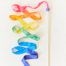 Sarah's Silks Dress Up Play Large Silk and Wood Wand Streamer (Rainbow)