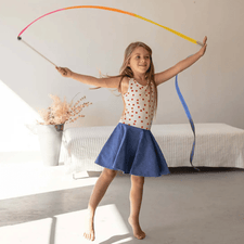 Sarah's Silks Dress Up Play Large Silk and Wood Wand (Streamer - Rainbow)
