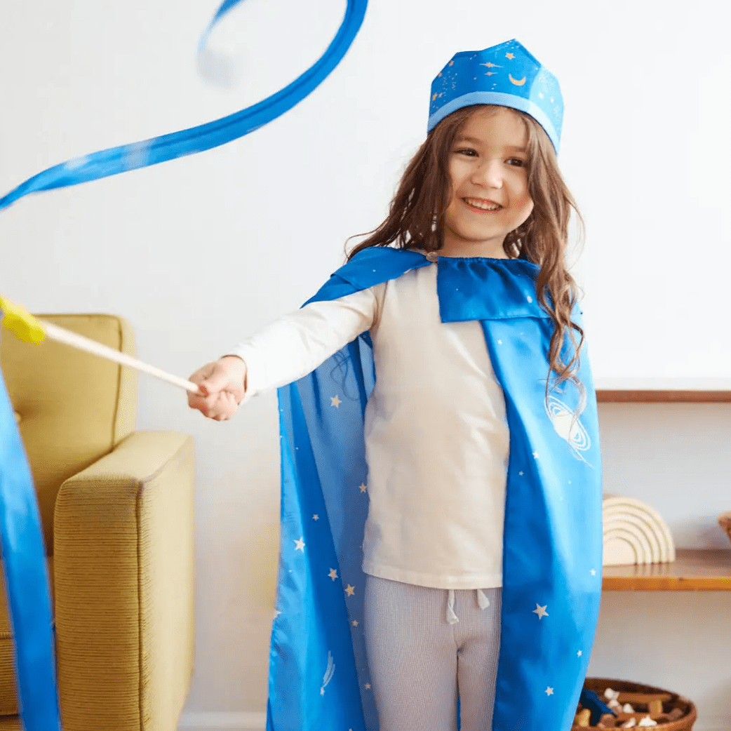 Sarah's Silks Dress Up Play Large Silk and Wood Wand (Streamer - Star)