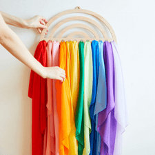 Sarah's Silks Dress Up Play Large Wooden Rainbow Wall Display for Playsilks & Cloths
