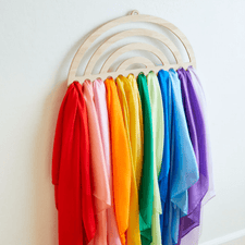 Sarah's Silks Dress Up Play Large Wooden Rainbow Wall Display for Playsilks & Cloths