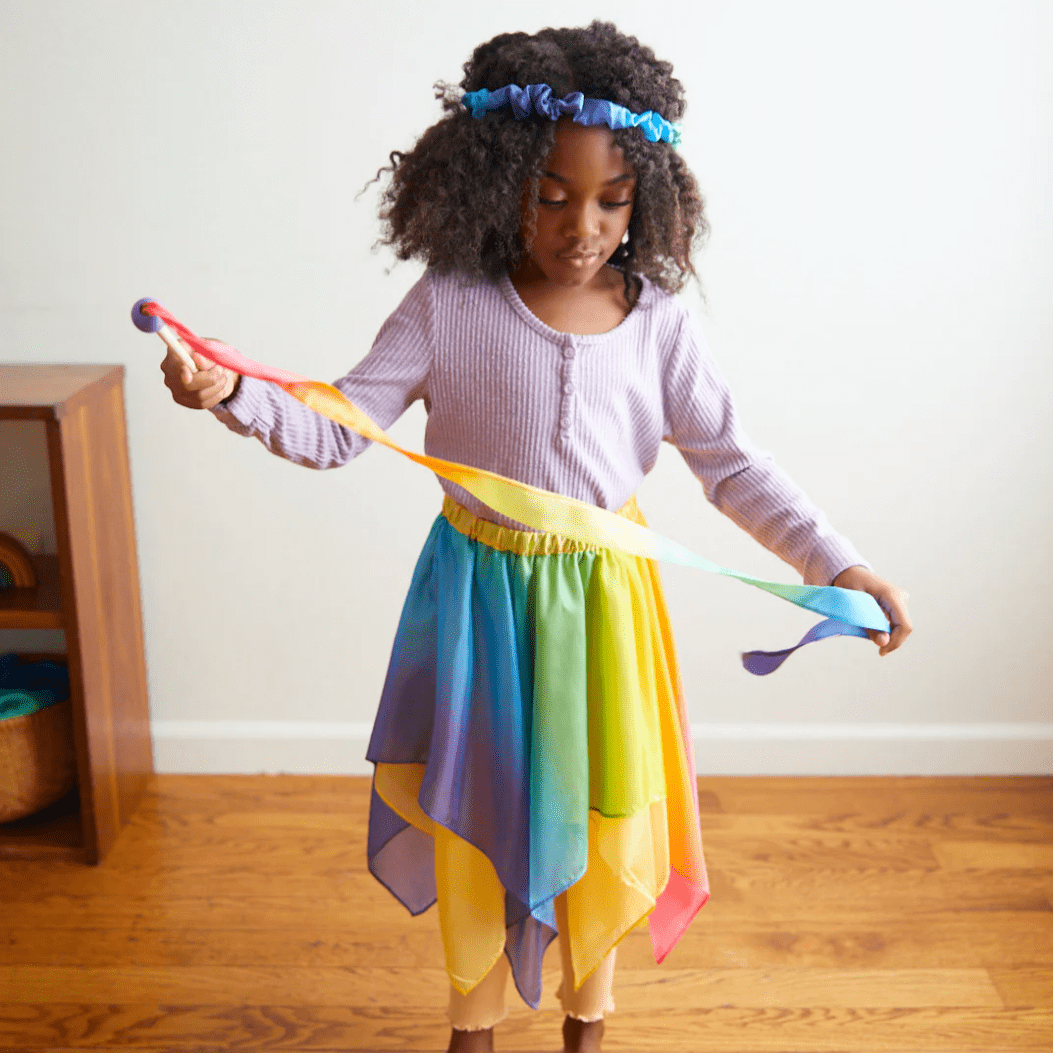 Sarah's Silks Dress Up Play Mini Silk & Wood Streamer (Rainbow)