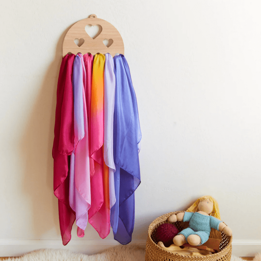 Sarah's Silks Dress Up Play Wooden Heart Wall Display for Playsilks & Cloths