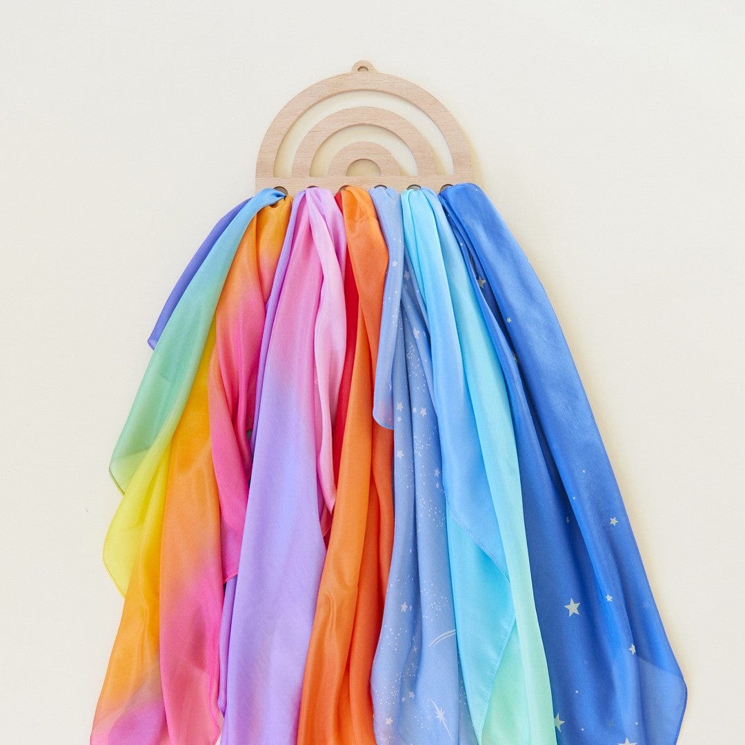Sarah's Silks Dress Up Play Wooden Rainbow Wall Display for Playsilks & Cloths