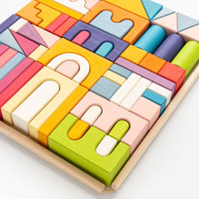 Skandico Building & Stacking Large Wooden Castle Building Block Set (64 pc)