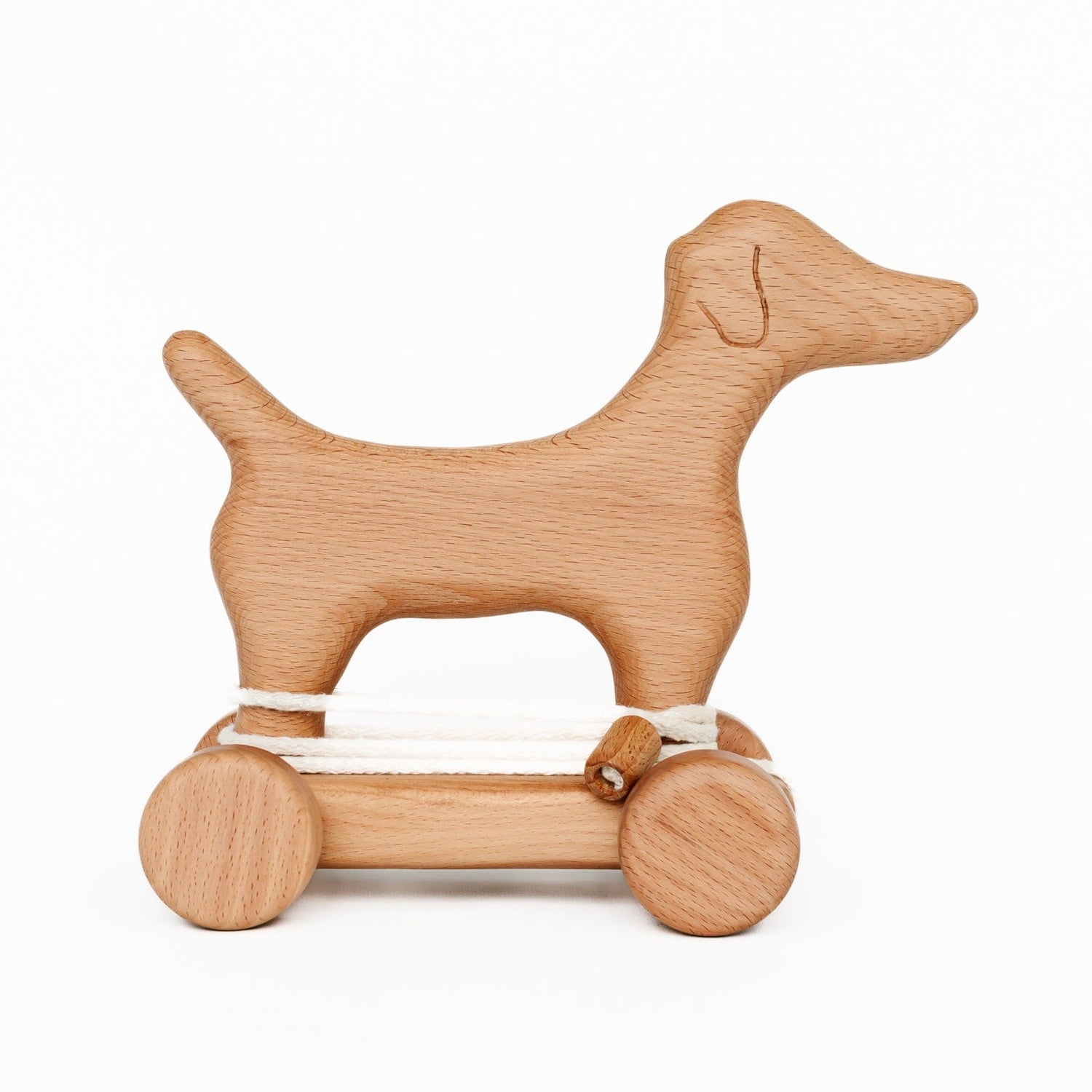 Tateplota Wooden Toys Dog on Wheels Pull Toy