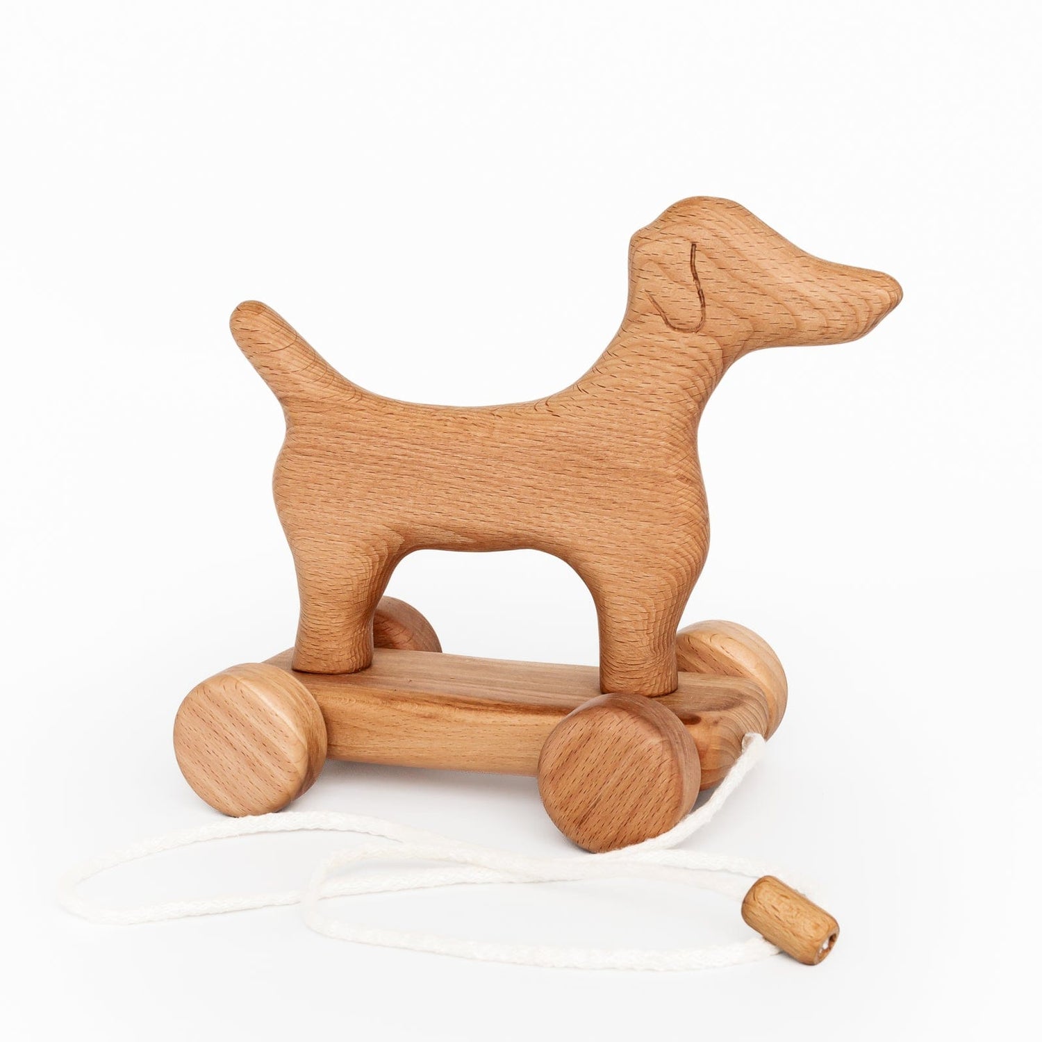 Tateplota Wooden Toys Dog on Wheels Pull Toy