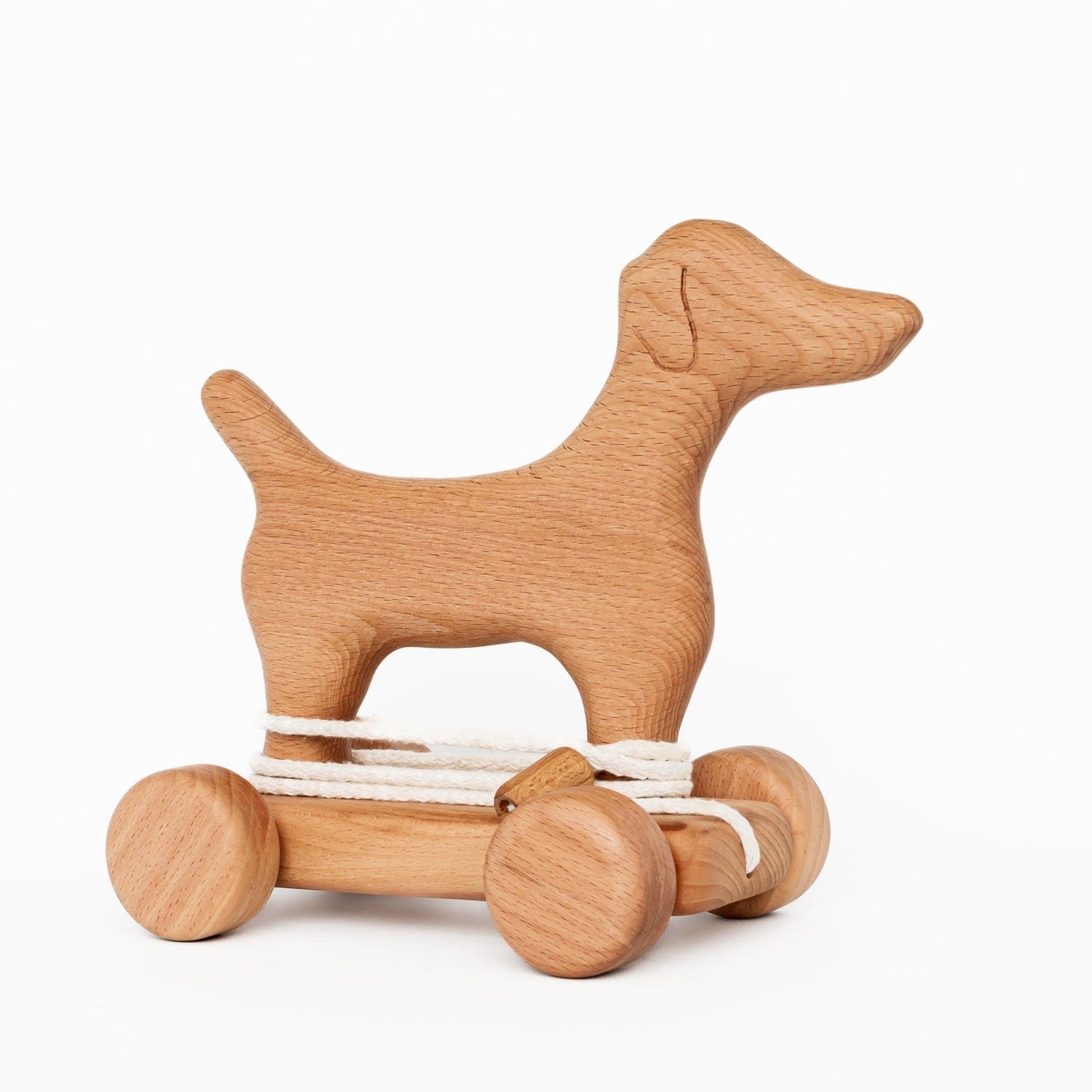 Tateplota Wooden Toys Dog on Wheels Pull Toy