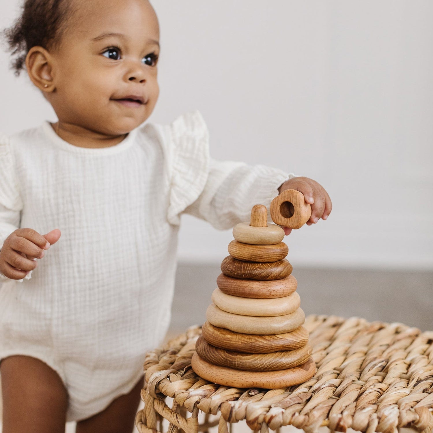 Tateplota Building & Stacking Handmade Natural Wooden Ring Stacker