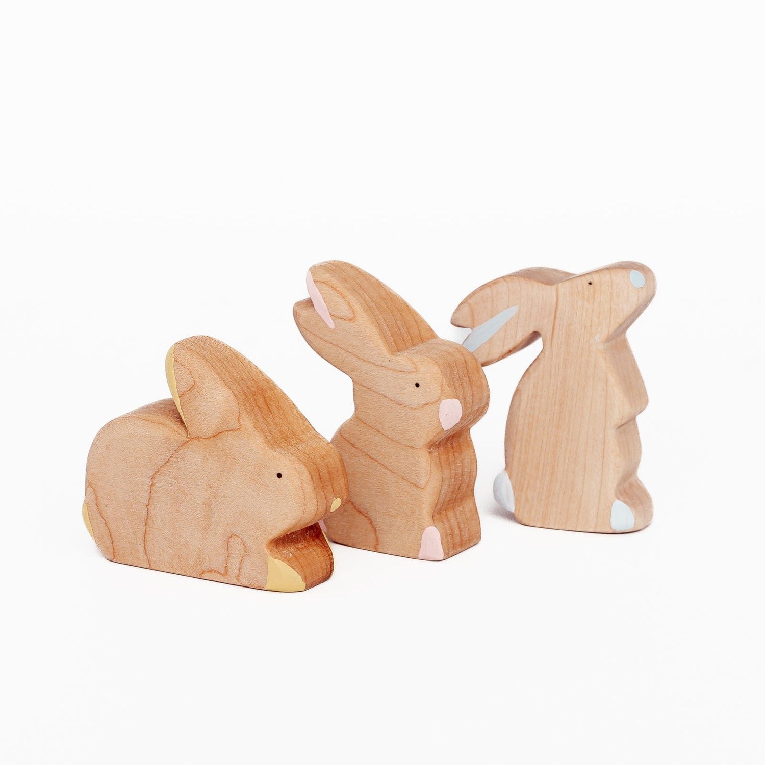 The Wooden Kind Wooden Animals Family of Bunnies (Handmade in Canada)