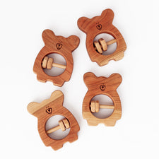 The Wooden Kind Teether Handmade Bear Rattle & Teething Toy