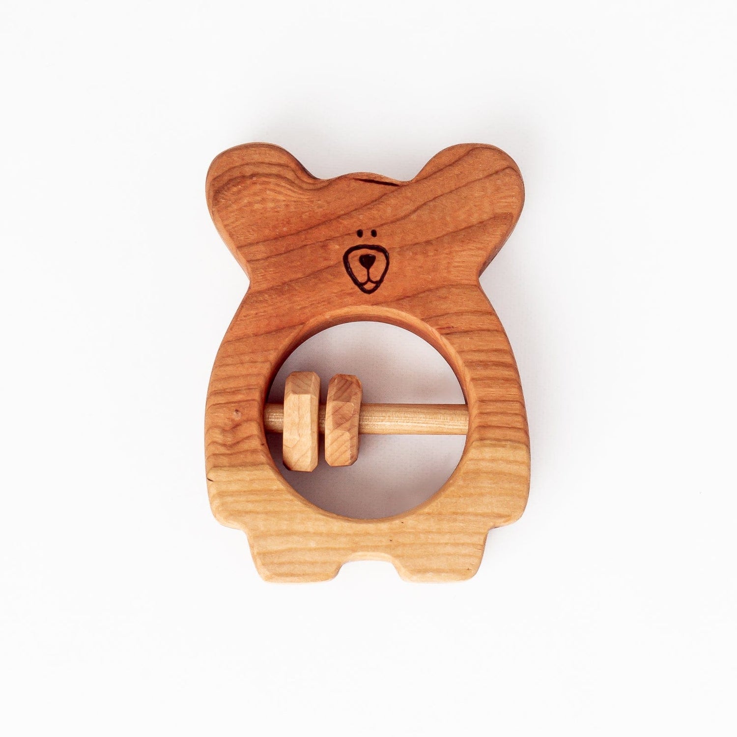 The Wooden Kind Teether Handmade Bear Rattle & Teething Toy