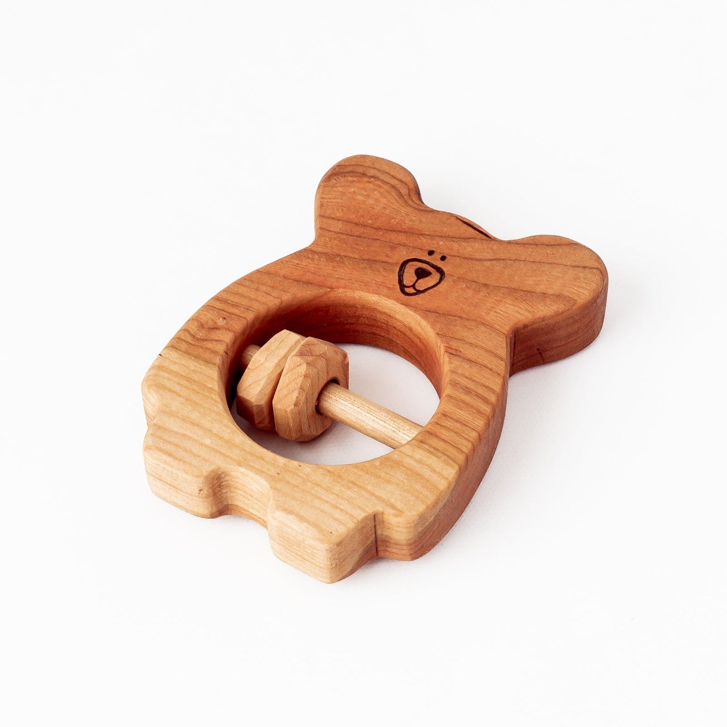 The Wooden Kind Teether Handmade Bear Rattle & Teething Toy