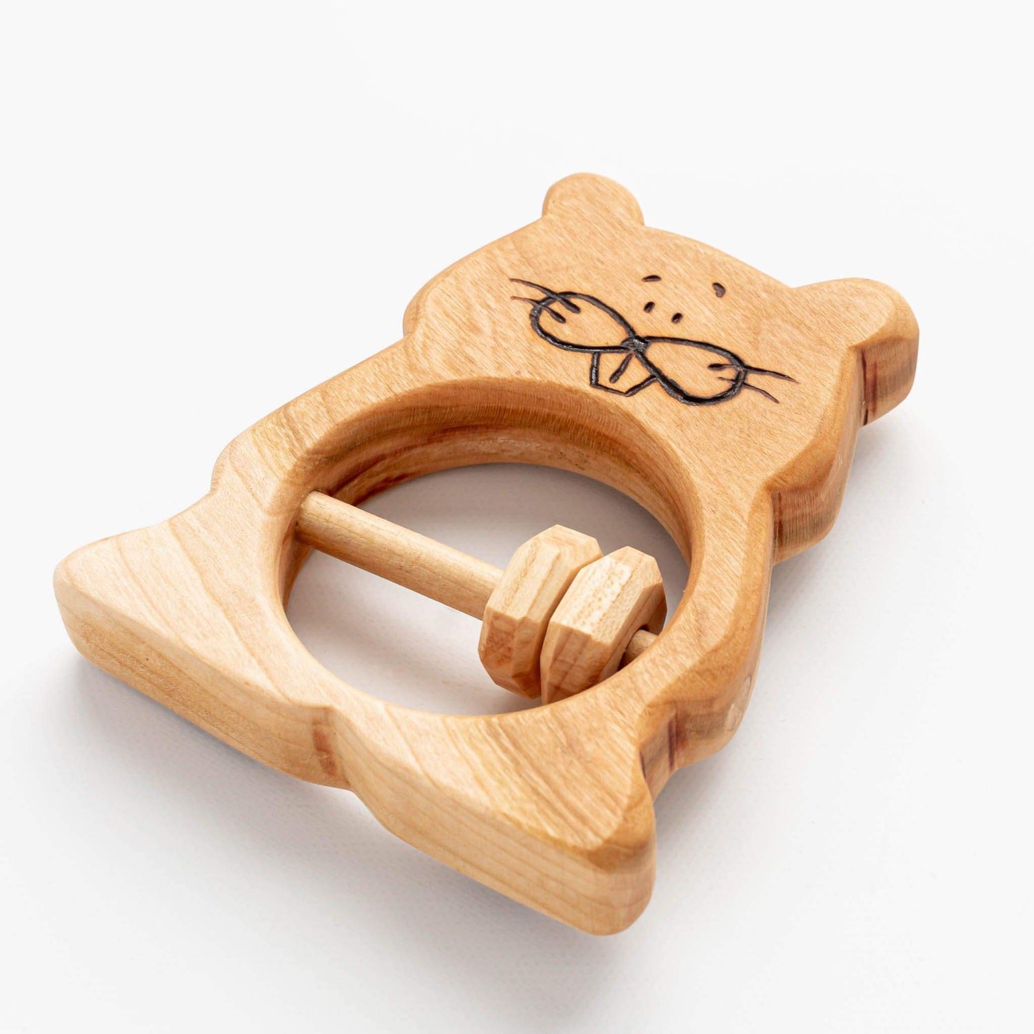 The Wooden Kind Teether Handmade Beaver Rattle & Teether