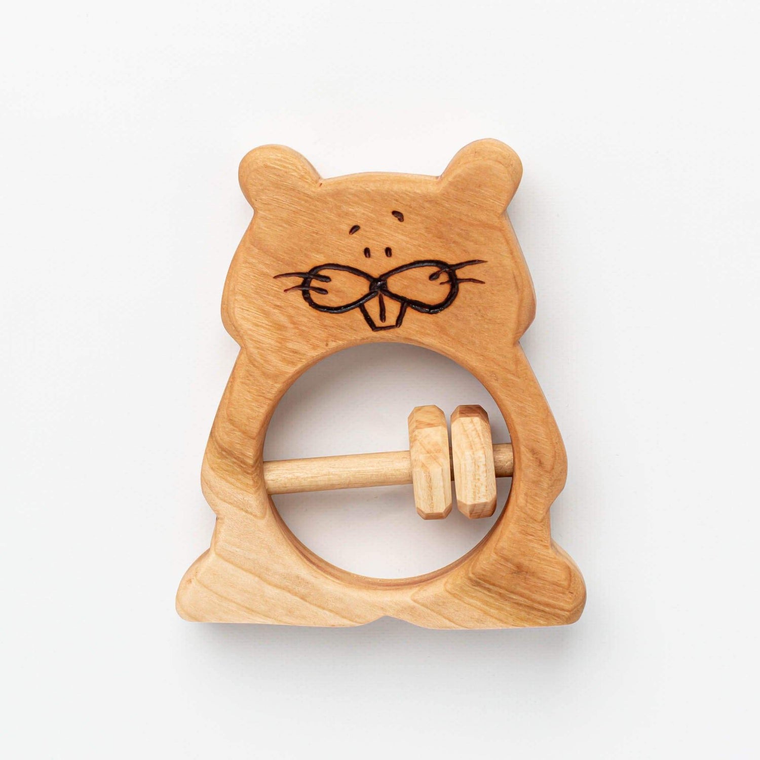 The Wooden Kind Teether Handmade Beaver Rattle & Teething Toy