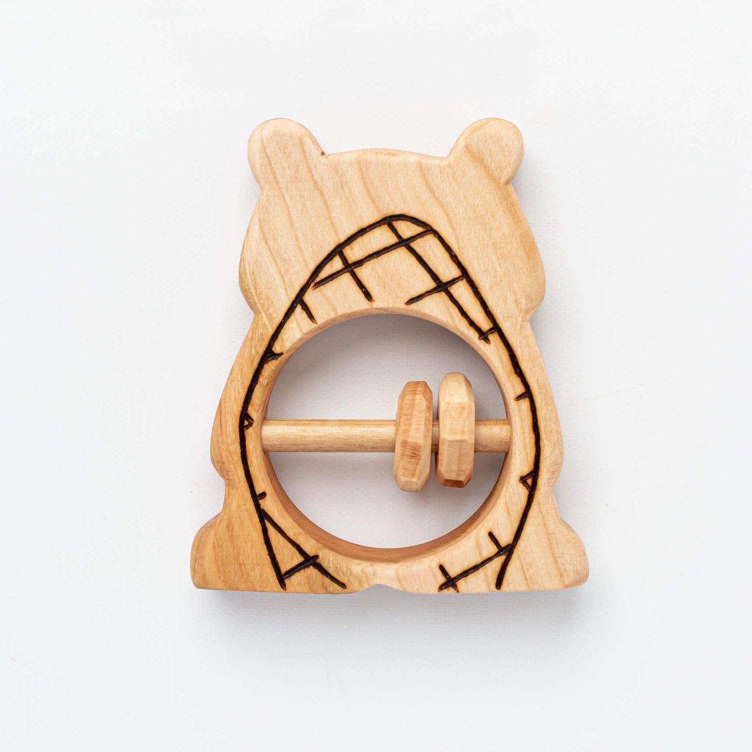 The Wooden Kind Teether Handmade Beaver Rattle & Teething Toy