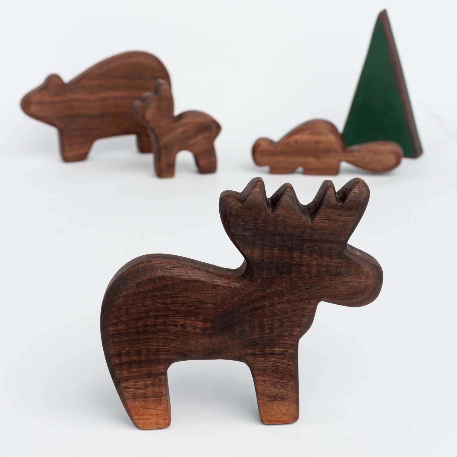 The Wooden Kind Wooden Animals Handmade Canadian Wooden Animal Set