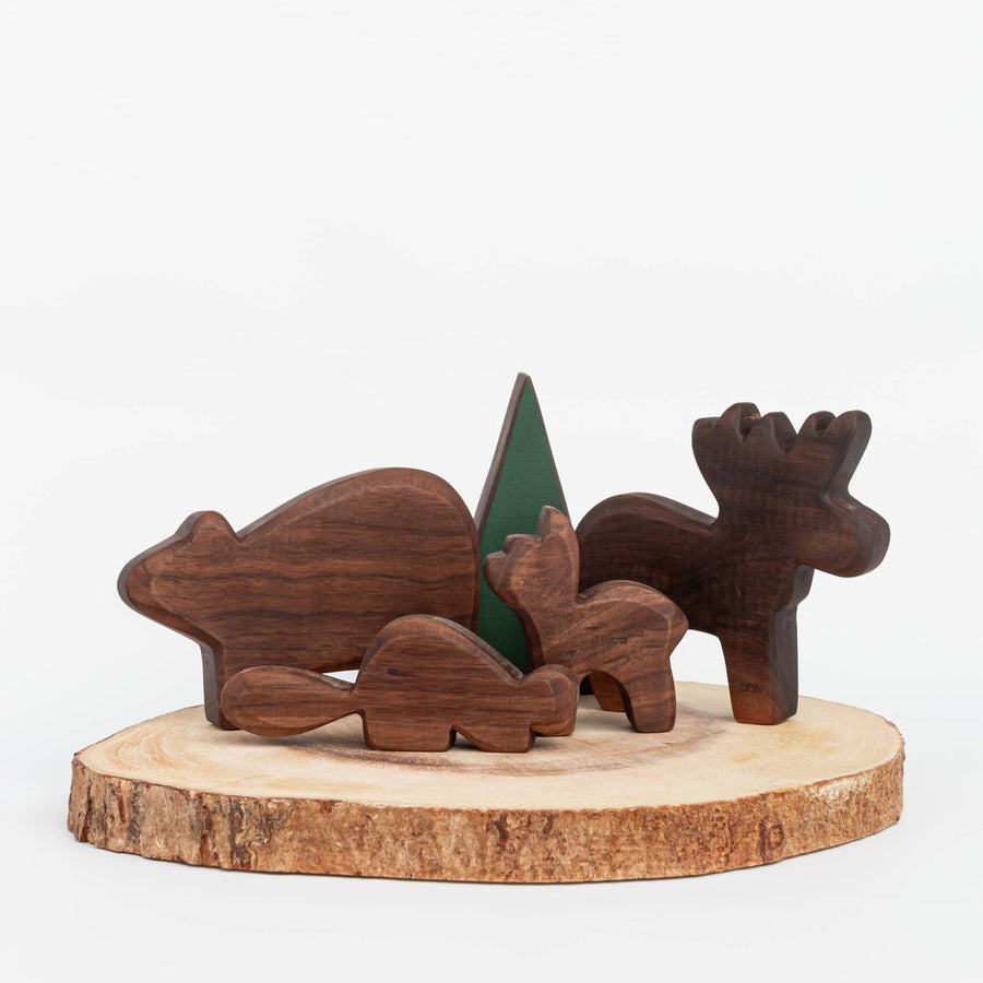 Handmade Canadian Wooden Animal Set