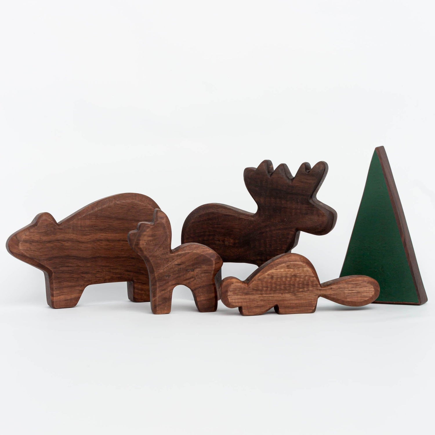 The Wooden Kind Wooden Animals Handmade Canadian Wooden Animal Set