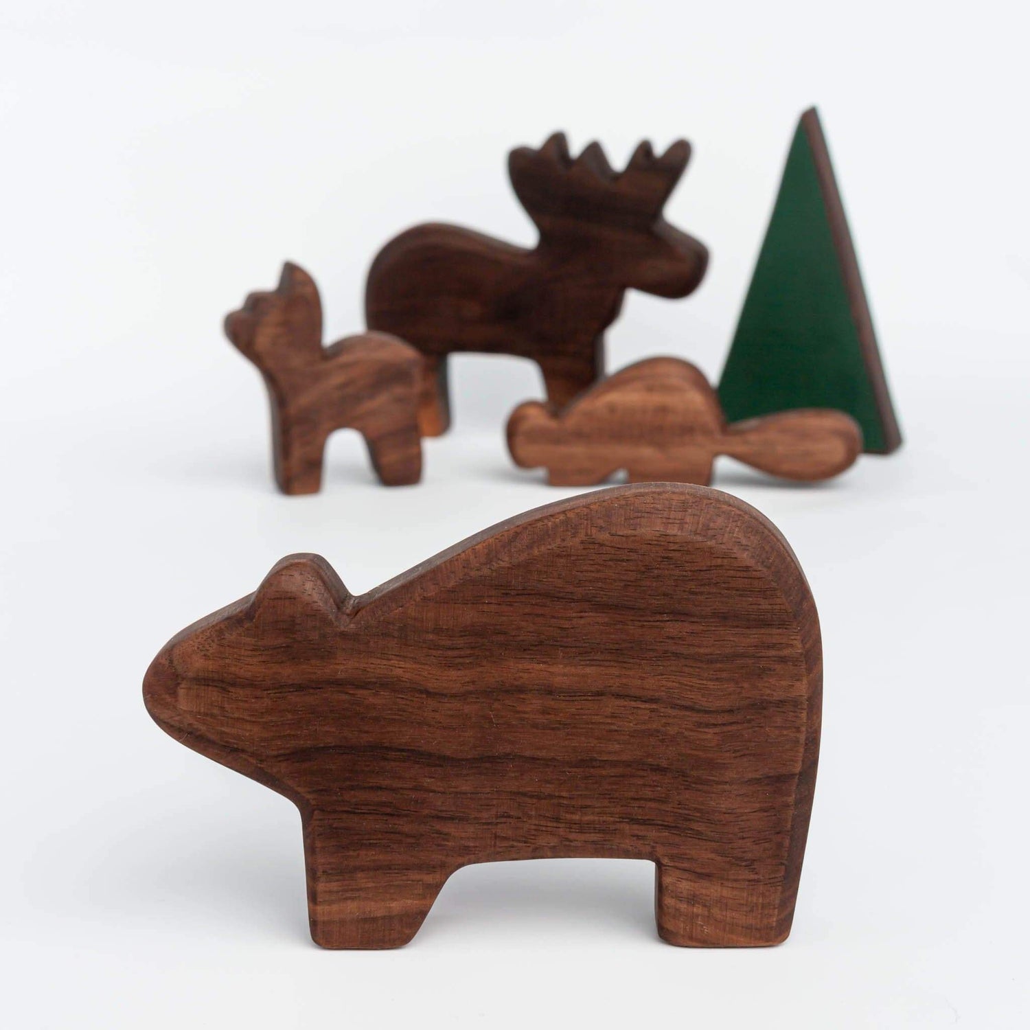 The Wooden Kind Wooden Animals Handmade Canadian Wooden Animal Set