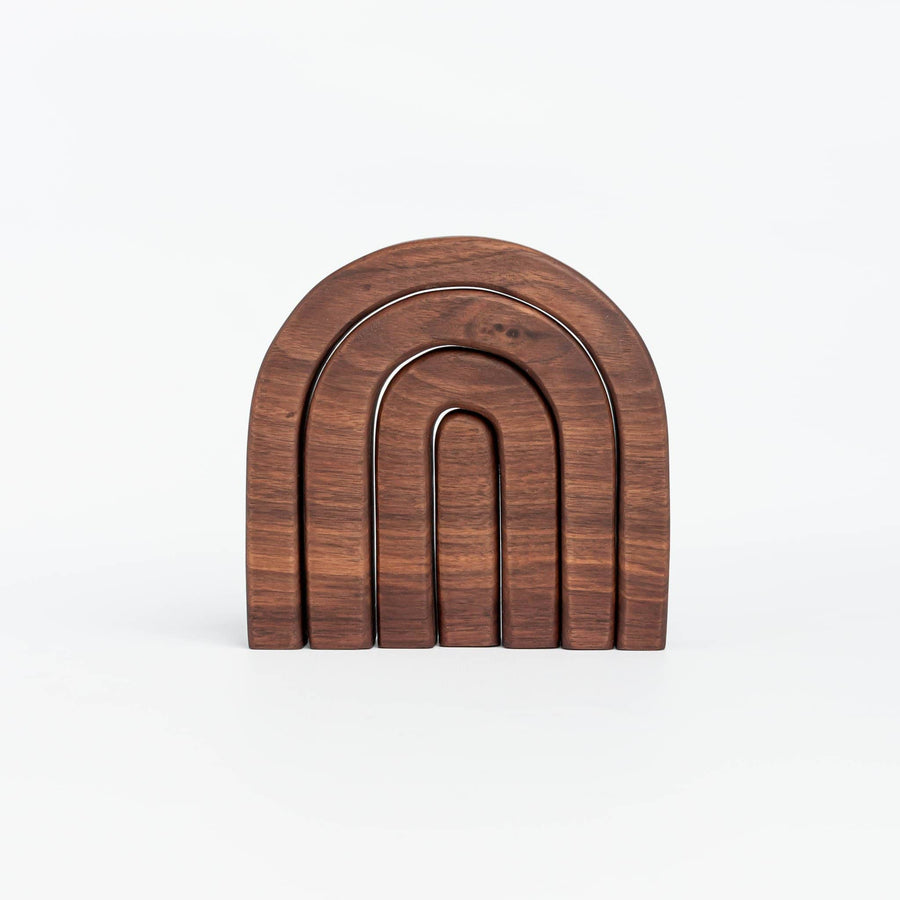 The Wooden Kind Building & Stacking Handmade Mini Walnut Rainbow Stacker