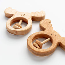 The Wooden Kind Teether Handmade Moose Rattle & Teether