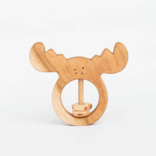 The Wooden Kind Teether Handmade Moose Rattle & Teething Toy