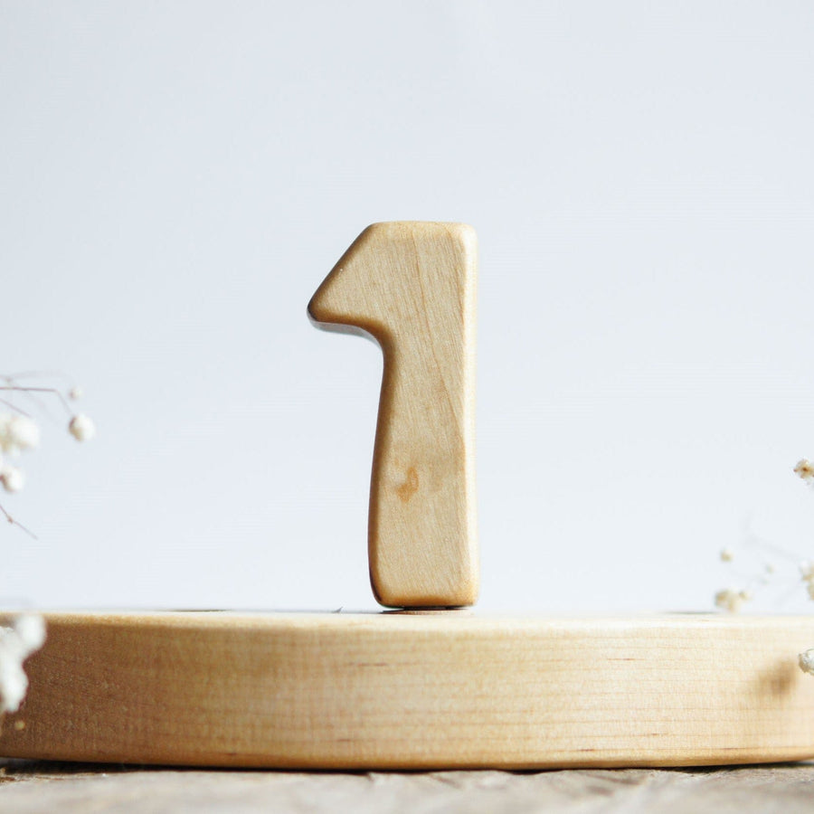 Tiny Fox Hole Wooden Animals Birthday/Celebration Ring Decoration - Number 1