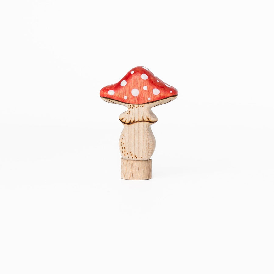 Tiny Fox Hole Celebration Rings Handmade Wooden Amanita (Mushroom) Toy with Peg