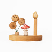 Tiny Fox Hole Celebration Rings Handmade Wooden Amanita (Mushroom) Toy with Peg