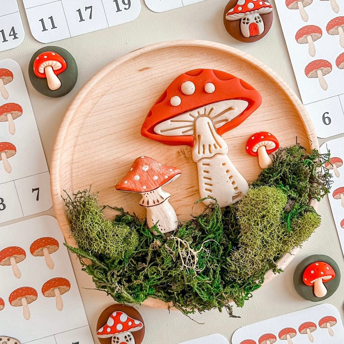 Tiny Fox Hole Wooden Animals Handmade Wooden Amanita (Mushroom) Toy