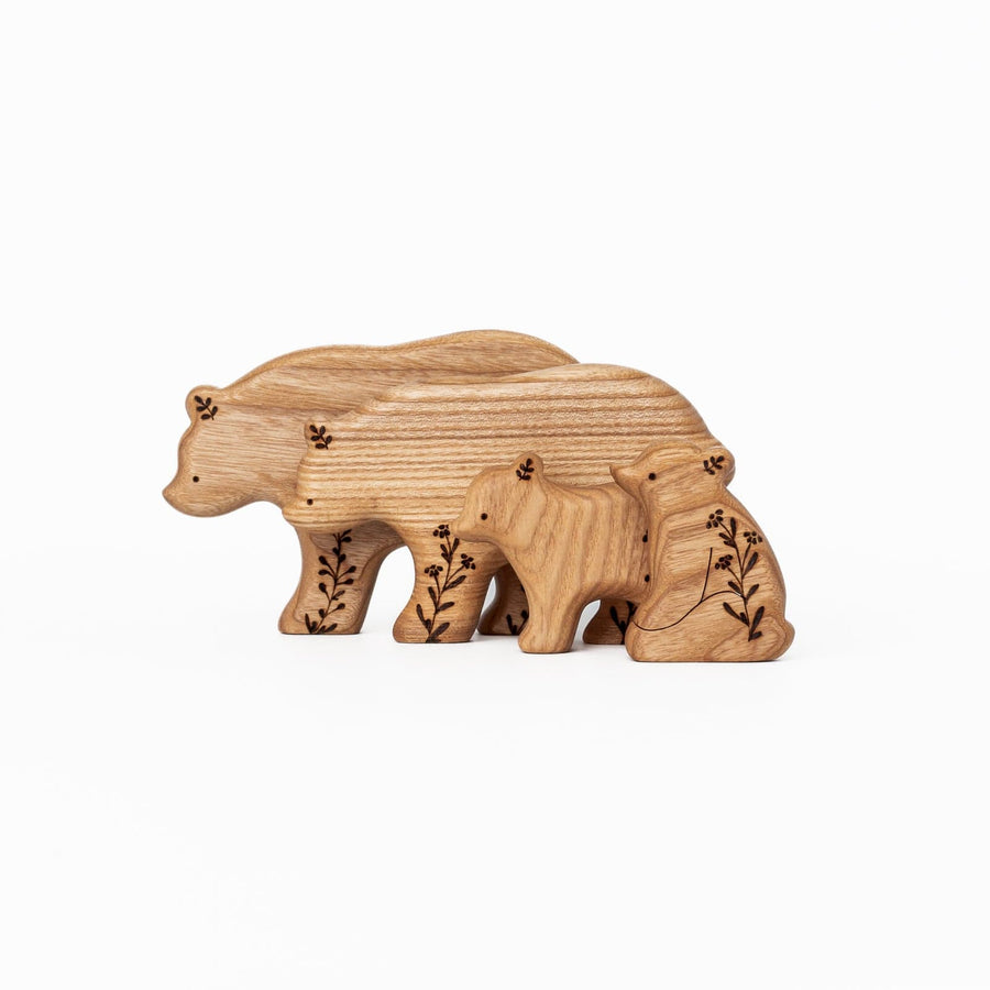 Tiny Fox Hole Wooden Animals Handmade Wooden Bear Toy (set of 4)