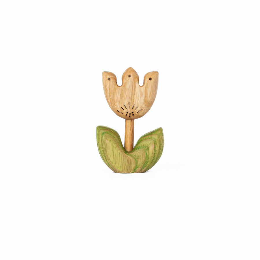 Tiny Fox Hole Wooden Animals Handmade Wooden Bluebell Flower Toy