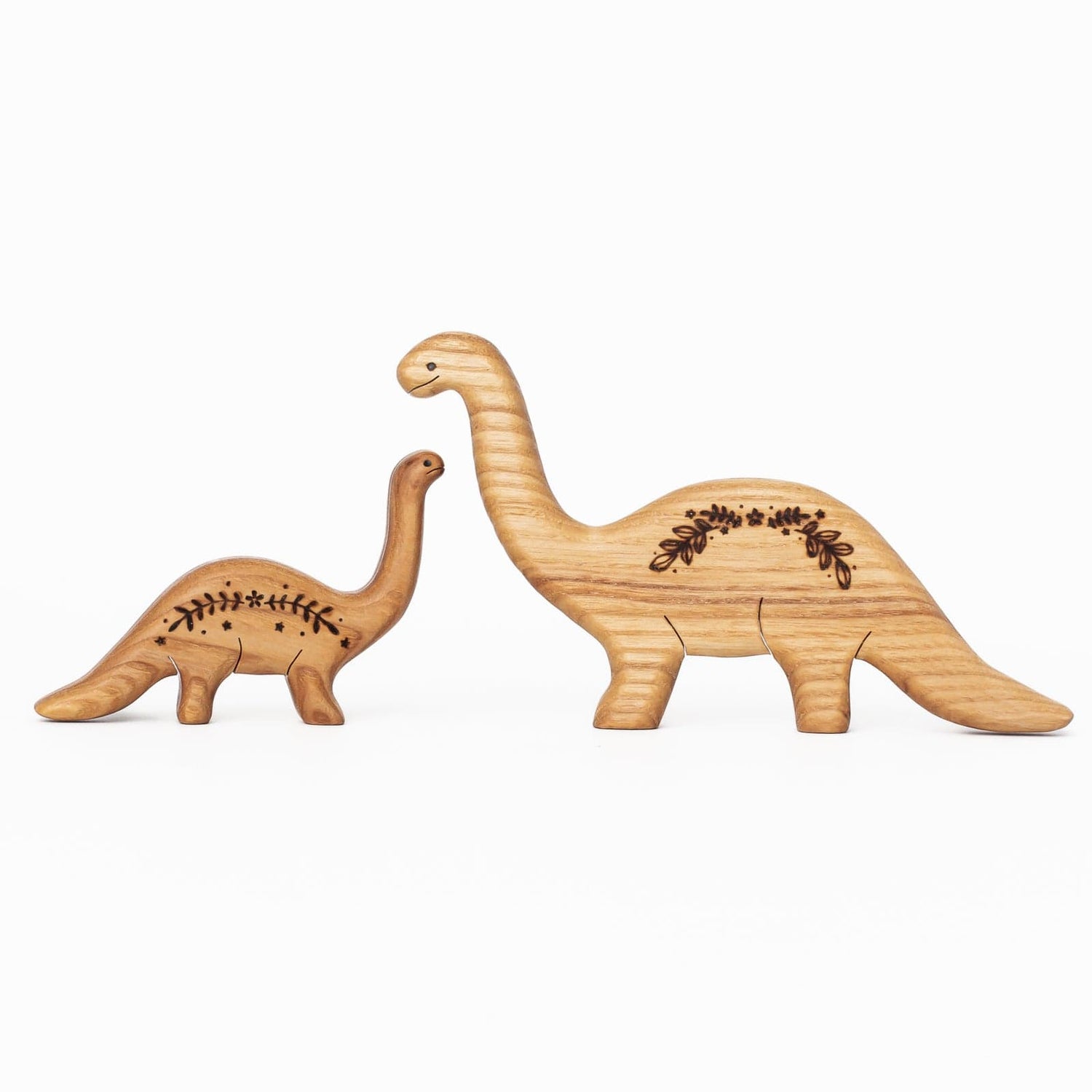 Tiny Fox Hole Wooden Animals Handmade Wooden Brontosaurus Toy (set of 2)