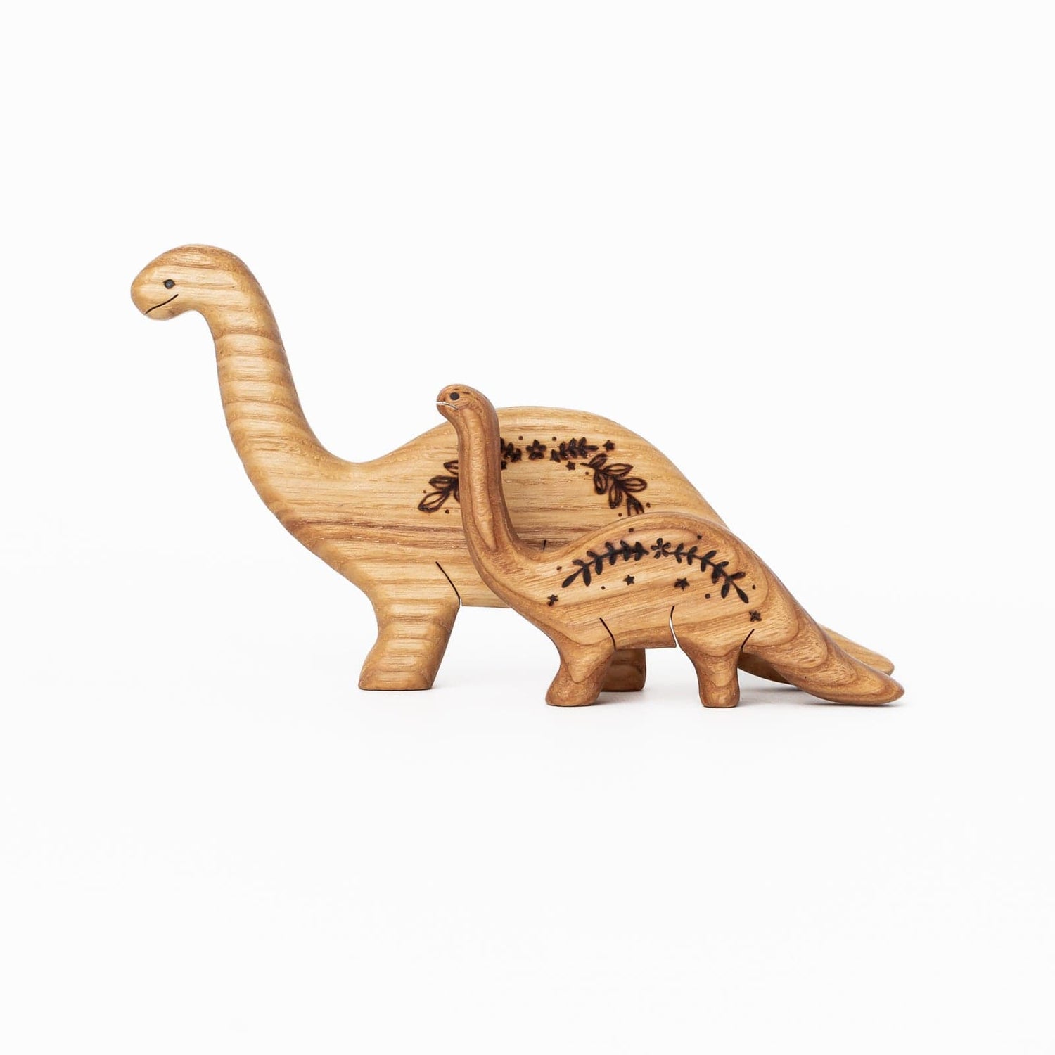 Tiny Fox Hole Wooden Animals Handmade Wooden Brontsaurus Toy (set of 2)