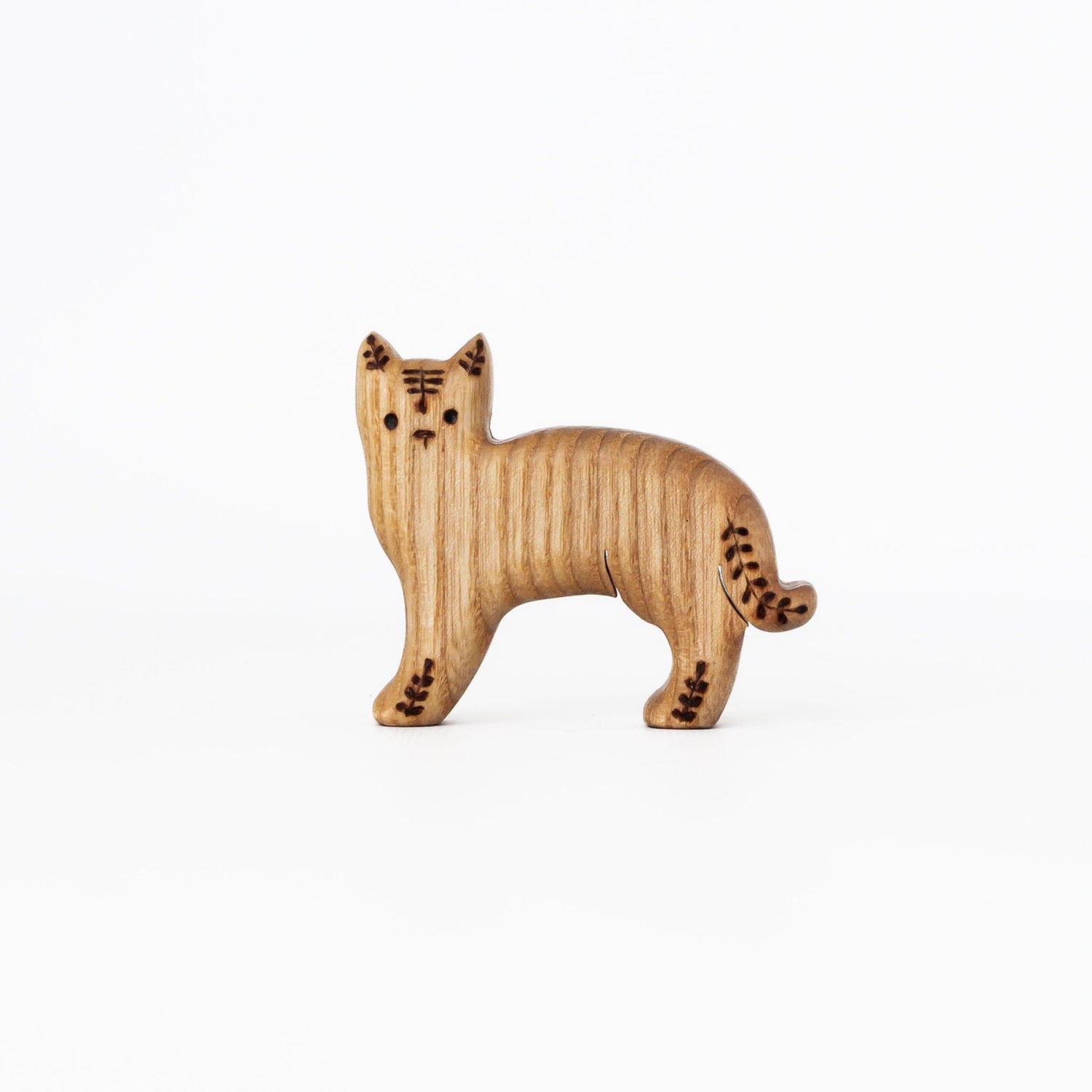 Tiny Fox Hole Wooden Animals Handmade Wooden Cat Toy (Standing)