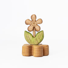 Tiny Fox Hole Wooden Animals Handmade Wooden Chamomile Flower Ornament with Peg