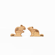 Tiny Fox Hole Wooden Animals Handmade Wooden Chipmunk Toy (set of 2)