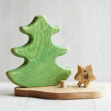 Tiny Fox Hole Wooden Toys Handmade Wooden Christmas Tree (Green)