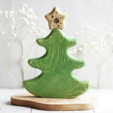 Tiny Fox Hole Wooden Toys Handmade Wooden Christmas Tree (Green)