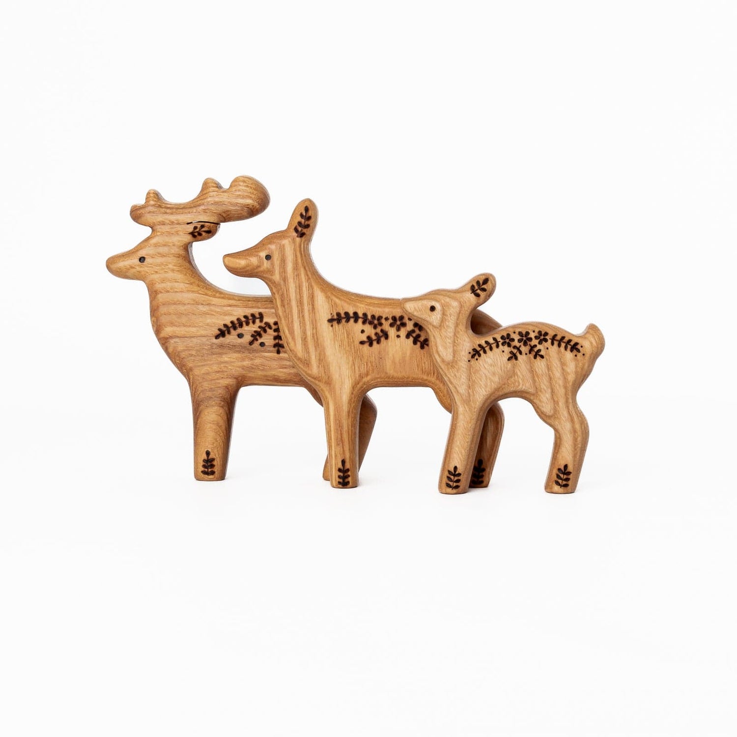 Tiny Fox Hole Wooden Animals Handmade Wooden Deer Toy (Set of 3)