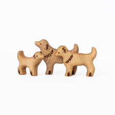 Tiny Fox Hole Wooden Animals Handmade Wooden Dog Toy (set of 3)