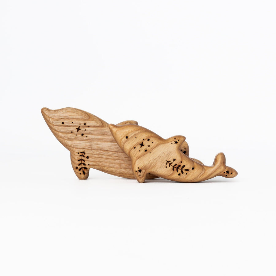 Tiny Fox Hole Wooden Animals Handmade Wooden Dolphin Toy (Set of 2)