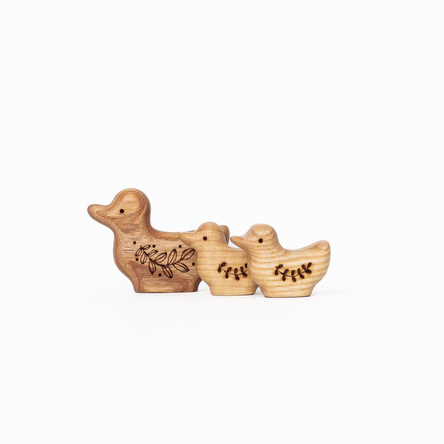 Tiny Fox Hole Wooden Animals Handmade Wooden Duck Toy (set of 3)