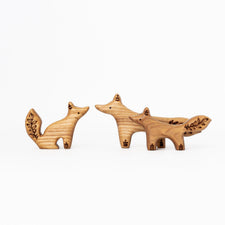 Tiny Fox Hole Wooden Animals Handmade Wooden Fox Toy (Set of 3)